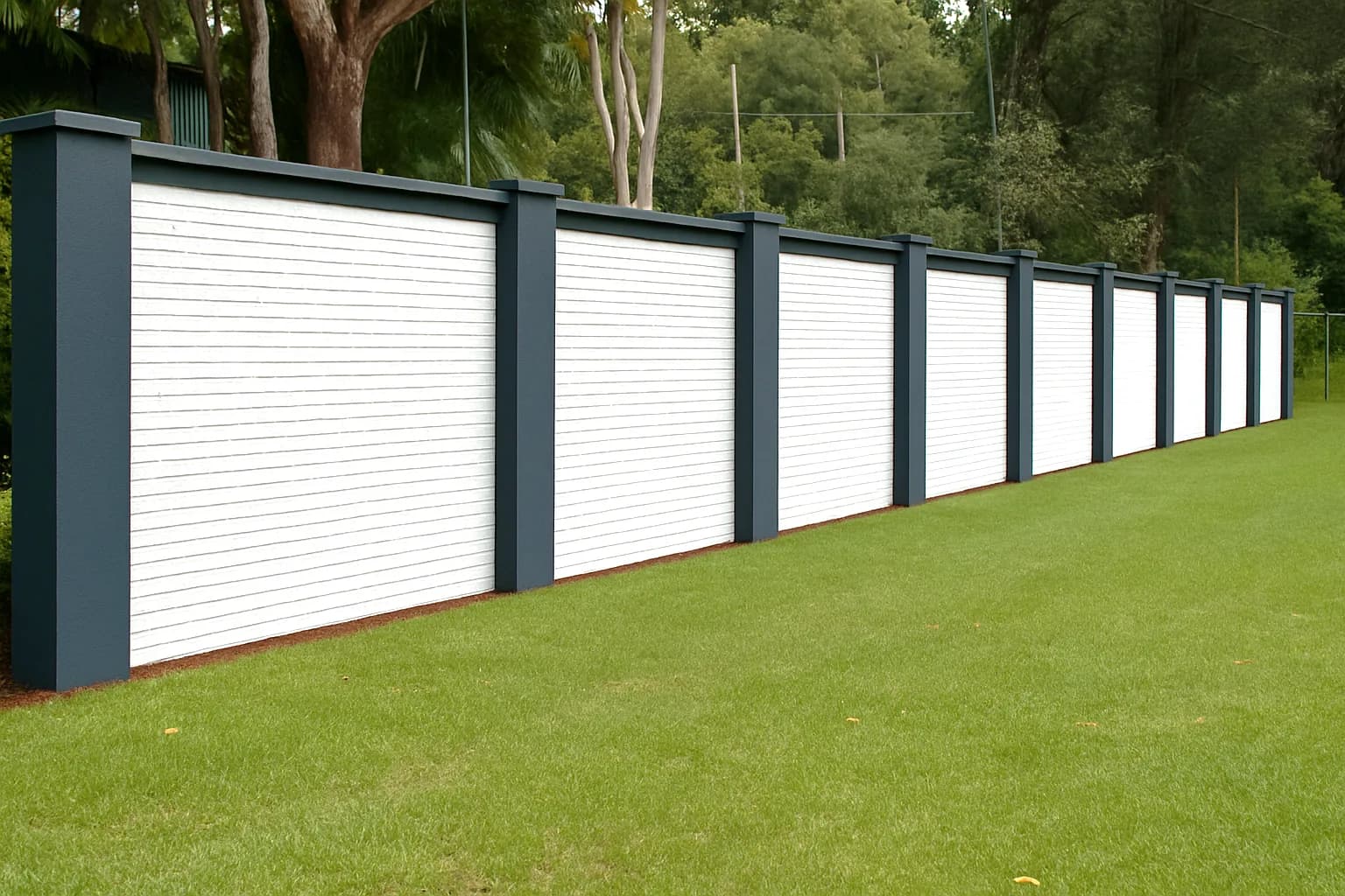 Panels and piers concrete fence style